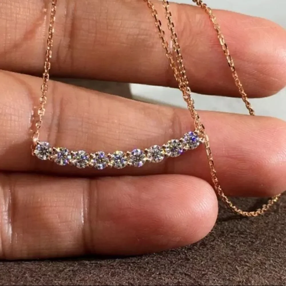 The Sweetest Rose Gold Plated white Sapphire Bar necklace